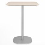 2 Inch Flat Base Counter Square Table - Hand Brushed Aluminum / Ash Plywood