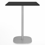 2 Inch Flat Base Counter Square Table - Hand Brushed Aluminum / Black HPL