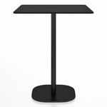 2 Inch Flat Base Counter Square Table - Black Powder Coated Aluminum / Black HPL
