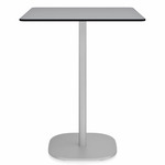 2 Inch Flat Base Counter Square Table - Hand Brushed Aluminum / Grey HPL