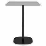2 Inch Flat Base Counter Square Table - Black Powder Coated Aluminum / Grey HPL