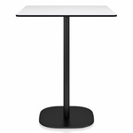 2 Inch Flat Base Counter Square Table - Black Powder Coated Aluminum / White HPL