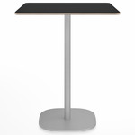 2 Inch Flat Base Counter Square Table - Hand Brushed Aluminum / Black Laminate Plywood
