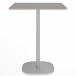2 Inch Flat Base Counter Square Table - Hand Brushed Aluminum / Grey Laminate Plywood