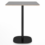 2 Inch Flat Base Counter Square Table - Black Powder Coated Aluminum / Grey Laminate Plywood