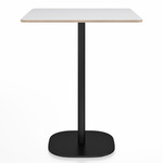 2 Inch Flat Base Counter Square Table - Black Powder Coated Aluminum / White Laminate Plywood