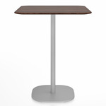 2 Inch Flat Base Counter Square Table - Hand Brushed Aluminum / Walnut Plywood