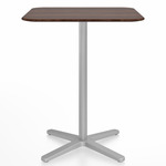 2 Inch X Base Counter Square Table - Silver Powder Coated Aluminum / Walnut Plywood