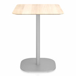 2 Inch Flat Base Cafe Table - Hand Brushed Aluminum / Accoya Wood