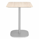 2 Inch Flat Base Cafe Table - Hand Brushed Aluminum / Ash Plywood