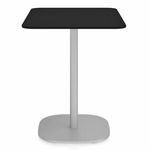 2 Inch Flat Base Cafe Table - Hand Brushed Aluminum / Black HPL