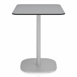 2 Inch Flat Base Cafe Table - Hand Brushed Aluminum / Grey HPL