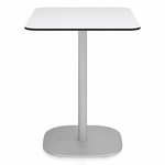 2 Inch Flat Base Cafe Table - Hand Brushed Aluminum / White HPL