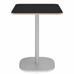 2 Inch Flat Base Cafe Table - Hand Brushed Aluminum / Black Laminate Plywood