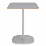 2 Inch Flat Base Cafe Table - Hand Brushed Aluminum / Grey Laminate Plywood