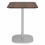 2 Inch Flat Base Cafe Table - Hand Brushed Aluminum / Walnut Plywood