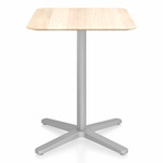 2 Inch X Base Cafe Table - Silver Powder Coated Aluminum / Accoya Wood