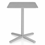 2 Inch X Base Cafe Table - Silver Powder Coated Aluminum / Hand Brushed Aluminum