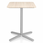 2 Inch X Base Cafe Table - Silver Powder Coated Aluminum / Ash Plywood