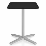2 Inch X Base Cafe Table - Silver Powder Coated Aluminum / Black HPL