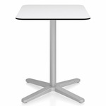 2 Inch X Base Cafe Table - Silver Powder Coated Aluminum / White HPL