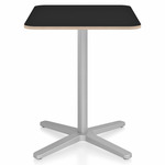 2 Inch X Base Cafe Table - Silver Powder Coated Aluminum / Black Laminate Plywood