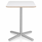 2 Inch X Base Cafe Table - Silver Powder Coated Aluminum / White Laminate Plywood