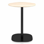 2 Inch Flat Base Round Cafe Table - Black Powder Coated Aluminum / Accoya Wood