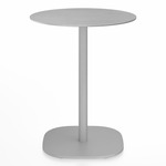 2 Inch Flat Base Round Cafe Table - Hand Brushed Aluminum / Hand Brushed Aluminum