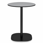 2 Inch Flat Base Round Cafe Table - Black Powder Coated Aluminum / Grey HPL