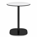 2 Inch Flat Base Round Cafe Table - Black Powder Coated Aluminum / White HPL