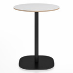 2 Inch Flat Base Round Cafe Table - Black Powder Coated Aluminum / White Laminate Plywood