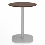 2 Inch Flat Base Round Cafe Table - Hand Brushed Aluminum / Walnut Plywood