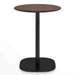 2 Inch Flat Base Round Cafe Table - Black Powder Coated Aluminum / Walnut Plywood