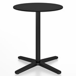 2 Inch X Base Round Cafe Table - Black Powder Coated Aluminum / Black HPL