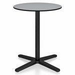 2 Inch X Base Round Cafe Table - Black Powder Coated Aluminum / Grey HPL