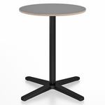 2 Inch X Base Round Cafe Table - Black Powder Coated Aluminum / Grey Laminate Plywood