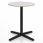 2 Inch X Base Round Cafe Table - Black Powder Coated Aluminum / White Laminate Plywood