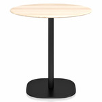 2 Inch Flat Base Round Cafe Table - Black Powder Coated Aluminum / Accoya Wood