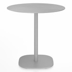 2 Inch Flat Base Round Cafe Table - Hand Brushed Aluminum / Hand Brushed Aluminum