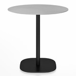 2 Inch Flat Base Round Cafe Table - Black Powder Coated Aluminum / Hand Brushed Aluminum