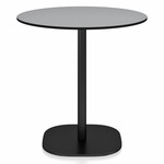 2 Inch Flat Base Round Cafe Table - Black Powder Coated Aluminum / Grey HPL