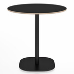 2 Inch Flat Base Round Cafe Table - Black Powder Coated Aluminum / Black Laminate Plywood
