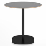 2 Inch Flat Base Round Cafe Table - Black Powder Coated Aluminum / Grey Laminate Plywood