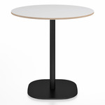 2 Inch Flat Base Round Cafe Table - Black Powder Coated Aluminum / White Laminate Plywood