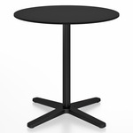 2 Inch X Base Round Cafe Table - Black Powder Coated Aluminum / Black HPL