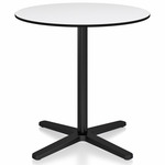2 Inch X Base Round Cafe Table - Black Powder Coated Aluminum / White HPL
