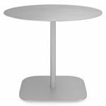 2 Inch Flat Base Round Cafe Table - Hand Brushed Aluminum / Hand Brushed Aluminum