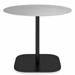 2 Inch Flat Base Round Cafe Table - Black Powder Coated Aluminum / Hand Brushed Aluminum