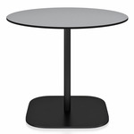 2 Inch Flat Base Round Cafe Table - Black Powder Coated Aluminum / Grey HPL